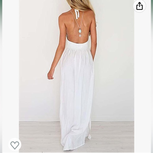 Crochet Backless Bohemian Halter Maxi Dress - Picture 2 of 4